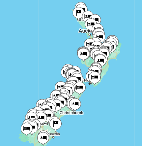 Child-Friendly Overnight Hikes of New Zealand Map